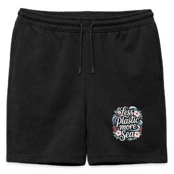 Moins de plastique, plus de mer – Design environnemental, Fleurs - Short de survêtement homme premium - noir - Devant - AI Model Male 178 light (178cm)