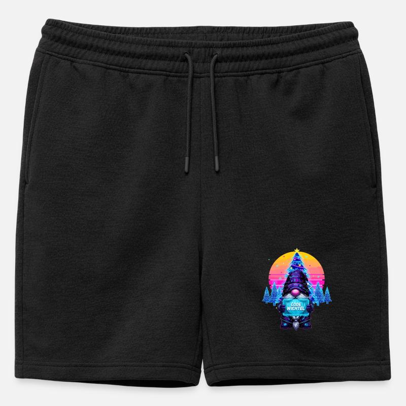 Cyberpunk Code Gnome - Synthwave Xmas Nerd - Mens' Premium Organic Sweatshorts - black