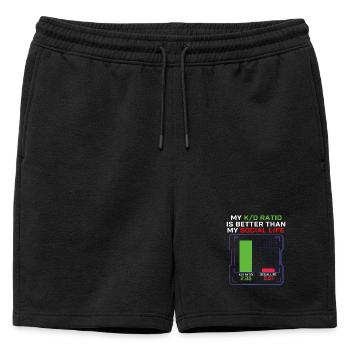 Mon ratio K/D est meilleur que celui de mon joueur de la vie sociale - Short de survêtement homme premium - noir - Devant - AI Model Male 178 light (178cm)