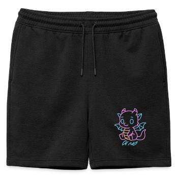 Neon Rainboat Dragon in Neon Lines - Mens' Premium Organic Sweatshorts - black - Front - AI Model Male 178 light (178cm)