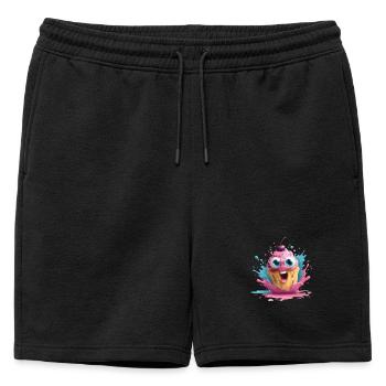 Cupcake coloré avec un visage - Short de survêtement homme premium - noir - Devant - AI Model Male 178 light (178cm)