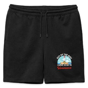 Baltic Sea OUT OF THE WAY I HAVE TO GO TO UMMANZ Funny - Mens' Premium Organic Sweatshorts - black - Front - AI Model Male 178 light (178cm)