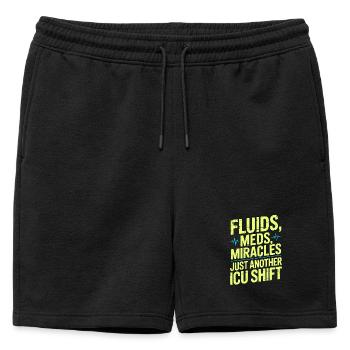 Soins intensifs Infirmière Fluides Médicaments Miracles Soins intensifs - Short de survêtement homme premium - noir - Devant - AI Model Male 178 light (178cm)