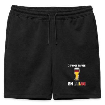 Belgisches Life Stilisiertes Bierglas - Männer Premium Organic Sweatshorts - Schwarz - Vorne - AI Model Male 178 light (178cm)