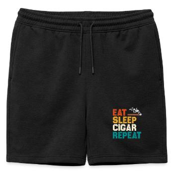 Eat Sleep Cigar Repeat Tea - Mens' Premium Organic Sweatshorts - black - Front - AI Model Male 178 light (178cm)
