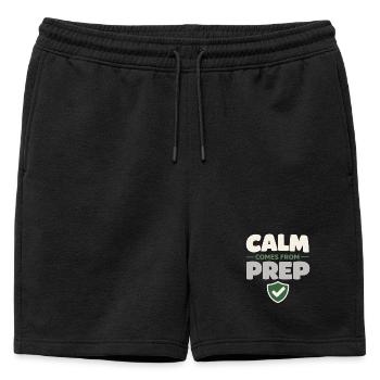 Le calme l’emporte sur la panique, le mode de vie, - Short de survêtement homme premium - noir - Devant - AI Model Male 178 light (178cm)