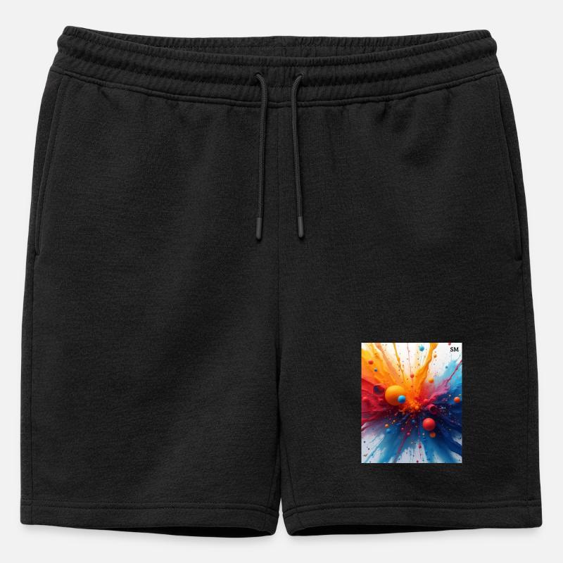 Abstrakte Farbexplosion - Männer Premium Organic Sweatshorts - Schwarz