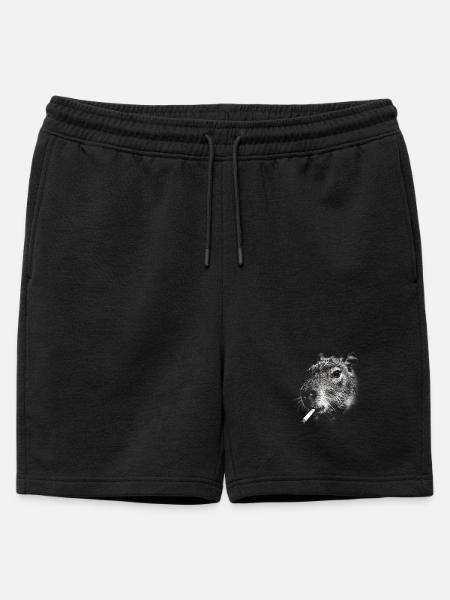 Fumer, cigarette, capybara, fumer une cigarette - Short de survêtement homme premium - noir