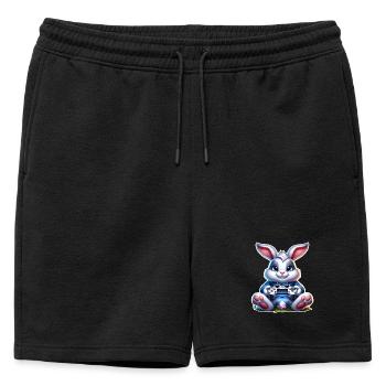 Joueur de Jeux de Lapins de Pâques - Short de survêtement homme premium - noir - Devant - AI Model Male 178 light (178cm)