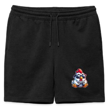 Gamer Chicken avec manette - Short de survêtement homme premium - noir - Devant - AI Model Male 178 light (178cm)