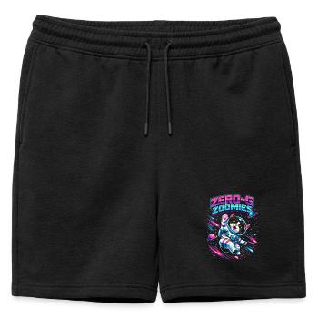 Null-G Zoomies | Humour spatial Astro Cat - Short de survêtement homme premium - noir - Devant - AI Model Male 178 light (178cm)