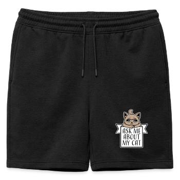 Demandez-moi pour mon chat Chat Amour des animaux Animaux - Short de survêtement homme premium - noir - Devant - AI Model Male 178 light (178cm)