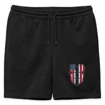Jet Fighter USA Flag – Avion pilote - Short de survêtement homme premium - noir - Devant - AI Model Male 178 light (178cm)