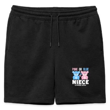 Nièce rose ou bleue t’aime - Short de survêtement homme premium - noir - Devant - AI Model Male 178 light (178cm)
