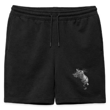 Graustufen Katzenschnurrer Blick - Männer Premium Organic Sweatshorts - Schwarz - Vorne - AI Model Male 178 light (178cm)