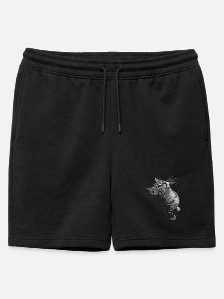 Graustufen Katzenschnurrer Blick - Männer Premium Organic Sweatshorts - Schwarz
