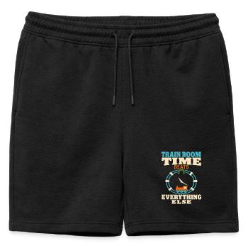 Train Room Model Railway Model Railway Dad Gift - Mens' Premium Organic Sweatshorts - black - Front - AI Model Male 178 light (178cm)