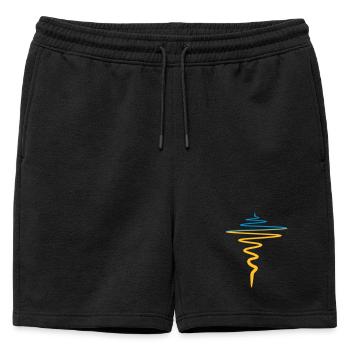 Ukraine Flag Heartbeat Pulse - Short de survêtement homme premium - noir - Devant - AI Model Male 178 light (178cm)
