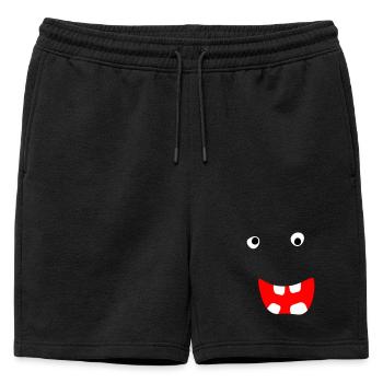 Monstre Halloween Bande dessinée Visage effrayant Visage cool - Short de survêtement homme premium - noir - Devant - AI Model Male 178 light (178cm)