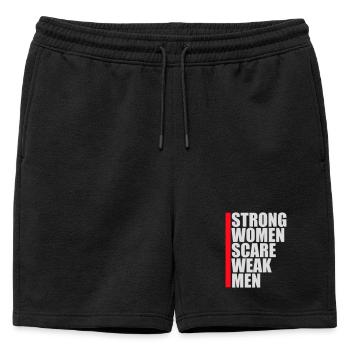 Des femmes fortes effraient les hommes faibles Féministe confiante - Short de survêtement homme premium - noir - Devant - AI Model Male 178 light (178cm)
