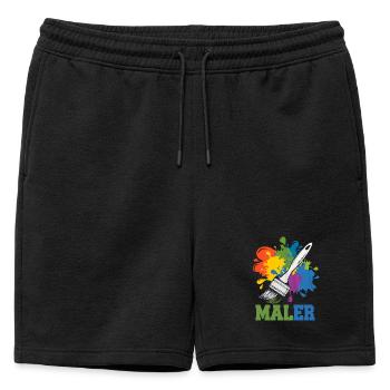 Costume de peintre Taches de peinture Pinceaux Taches de peinture - Short de survêtement homme premium - noir - Devant - AI Model Male 178 light (178cm)