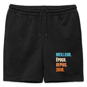 Best Husband Since 2018 Gift Husband - Mens' Premium Organic Sweatshorts - black - Front - AI Model Male 178 light (178cm)