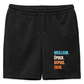 Best Husband Since 2019 Gift Husband - Mens' Premium Organic Sweatshorts - black - Front - AI Model Male 178 light (178cm)