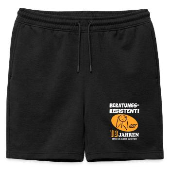 Comic Geburtstag 18 Jahre Happy Birthday - Männer Premium Organic Sweatshorts - Schwarz - Vorne - AI Model Male 178 light (178cm)