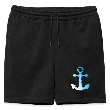 used look anchor symbol seafaring water sea graphic - Mens' Premium Organic Sweatshorts - black - Front - AI Model Male 178 light (178cm)