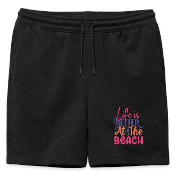 La vie est plus belle à la plage - Short de survêtement homme premium - noir - Devant - AI Model Male 178 light (178cm)