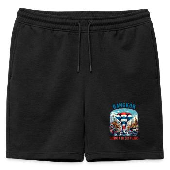 Bangkok Thaïlande Drapeaux d'éléphants Ville - Short de survêtement homme premium - noir - Devant - AI Model Male 178 light (178cm)