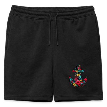 An Anchor with Flowers - Mens' Premium Organic Sweatshorts - black - Front - AI Model Male 178 light (178cm)