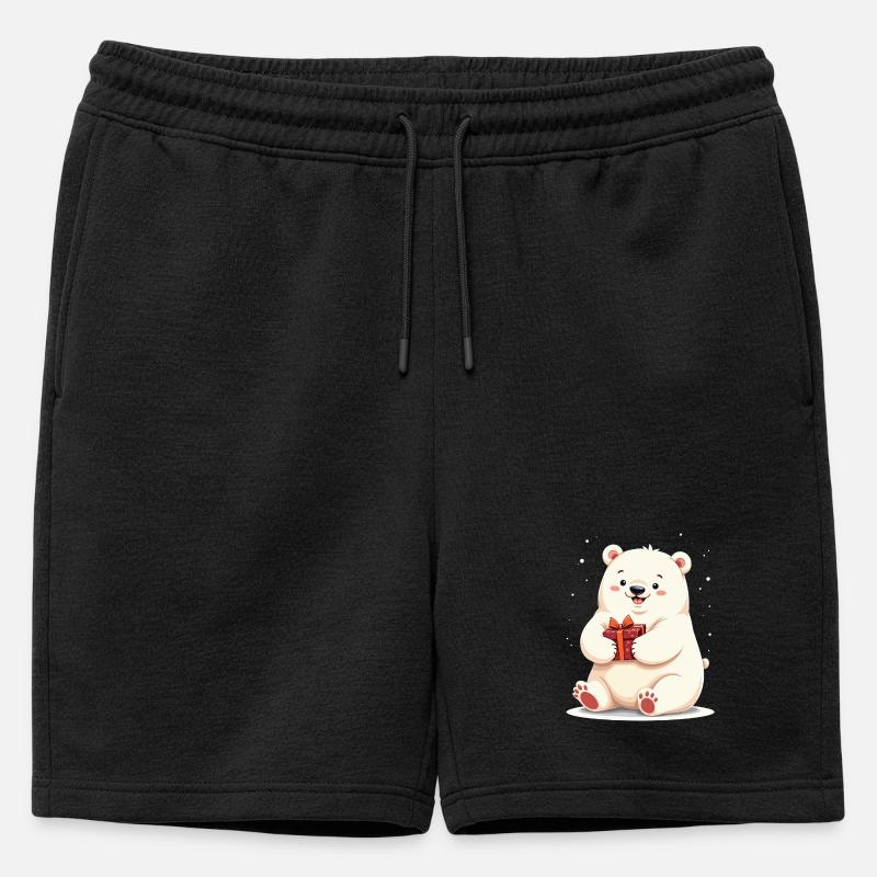 Niedlicher Eisbär mit Geschenkillustration - Männer Premium Organic Sweatshorts - Schwarz