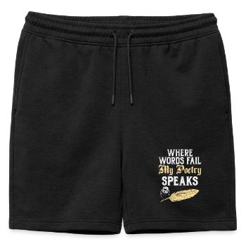 Là où les mots manquent, ma poésie parle de design - Short de survêtement homme premium - noir - Devant - AI Model Male 178 light (178cm)