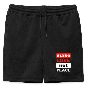 make love not peace - Mens' Premium Organic Sweatshorts - black - Front - AI Model Male 178 light (178cm)