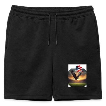 Aigle patriotique dans le stade - Short de survêtement homme premium - noir - Devant - AI Model Male 178 light (178cm)