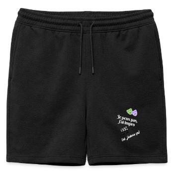 Théâtre d'improvisation, j'adore! - Short de survêtement homme premium - noir - Devant - AI Model Male 178 light (178cm)