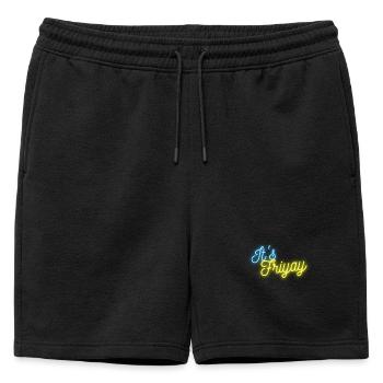 It's Friyay néon police turquoise jaune - Weekendvibes - Short de survêtement homme premium - noir - Devant - AI Model Male 178 light (178cm)