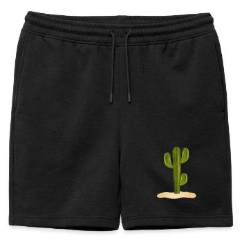 Grand cactus vert dans le désert dans le sable - Short de survêtement homme premium - noir - Devant - AI Model Male 178 light (178cm)