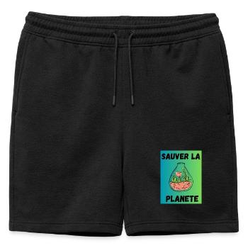 PRINTEMPS. JARDINAGE. RETRAITE. PRINTEMPS. JARDIN. - Short de survêtement homme premium - noir - Devant - AI Model Male 178 light (178cm)