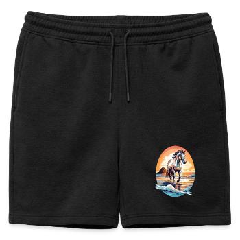 Cheval sur la plage - Short de survêtement homme premium - noir - Devant - AI Model Male 178 light (178cm)