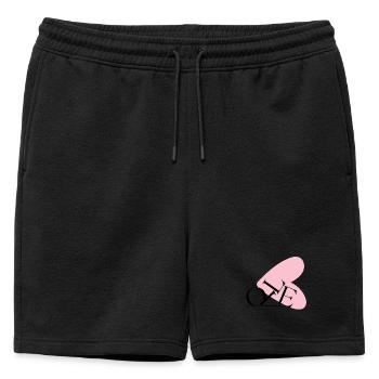 Typographie abstraite du cœur NE - Short de survêtement homme premium - noir - Devant - AI Model Male 178 light (178cm)