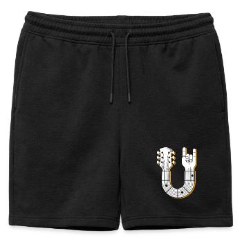 Guitare musicale signe de main illustration - Short de survêtement homme premium - noir - Devant - AI Model Male 178 light (178cm)