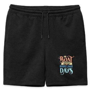 Bateau Vagues Soleil Rayons Lac Jours - Short de survêtement homme premium - noir - Devant - AI Model Male 178 light (178cm)