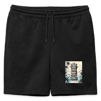 Tiki Statue Asie Art - Short de survêtement homme premium - noir - Devant - AI Model Male 178 light (178cm)