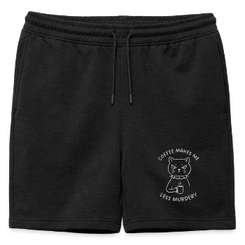 Coffee Makes Me Less Murdery - Mens' Premium Organic Sweatshorts - black - Front - AI Model Male 178 light (178cm)