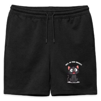 Shocked Black Cartoon Cat – Wait, No More Snacks?! - Mens' Premium Organic Sweatshorts - black - Front - AI Model Male 178 light (178cm)