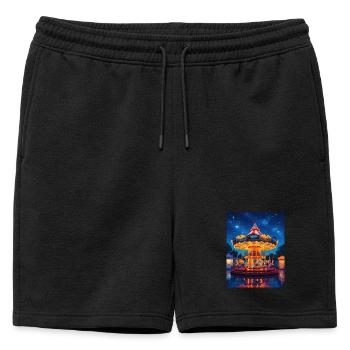 Carrousel nocturne sous la lueur des lumières - Short de survêtement homme premium - noir - Devant - AI Model Male 178 light (178cm)