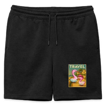 Affiche de voyage Canards et Oies - Short de survêtement homme premium - noir - Devant - AI Model Male 178 light (178cm)