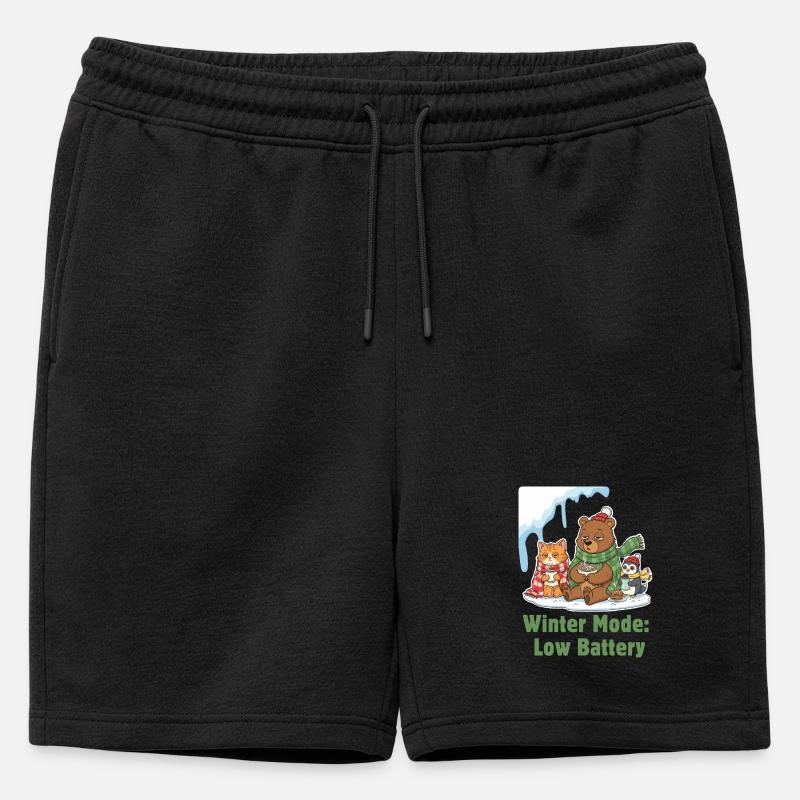 Wintermodus: Müde, Eingepackt & Hungrig - Männer Premium Organic Sweatshorts - Schwarz